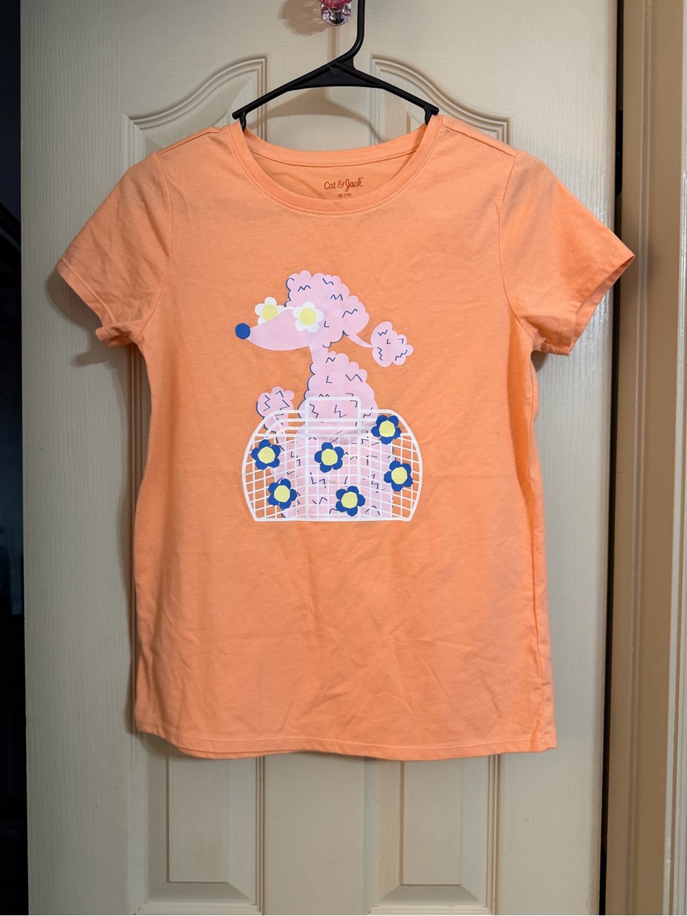 Cat & Jack Peach Short-Sleeve Tee with Pink Poodle Graphic